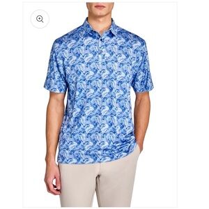 Con.Struct Men's Blue Fish Headphone Patterned Polo | S